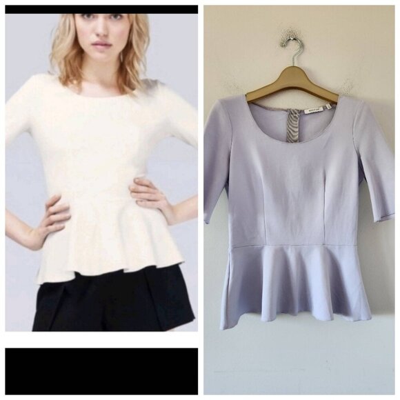 ARITZIA | Babaton Barrett Peplum Top Back Zip Lilac Bodycon Ruffle Sz 2 - Picture 1 of 8
